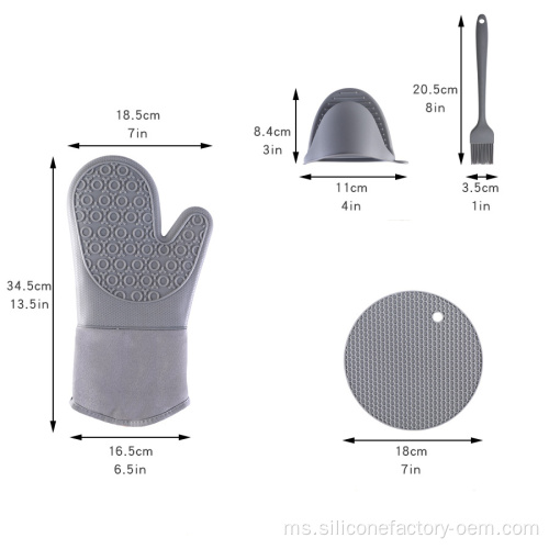 Set sarung tangan ketuhar silikon